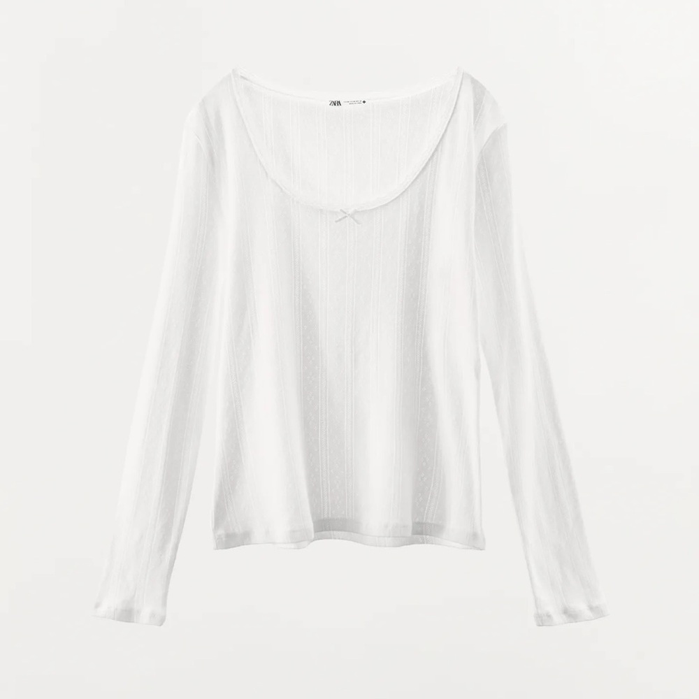LACE TRIM POINTELLE T-SHIRT